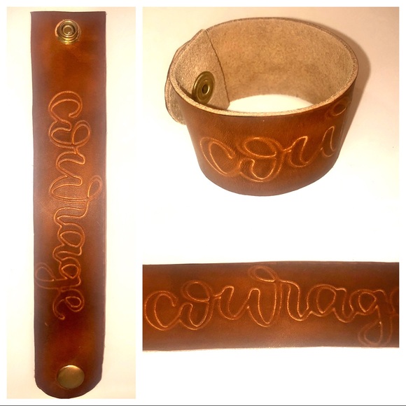 handmade Jewelry - Leather Cuff Bracelet “Courage” handmade Jewelry - Leather Cuff Bracelet “Courage”